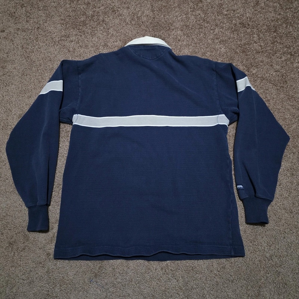 Barbarian Rugby Polo Shirt Mens Medium Navy Gray Diebold Embroidered Long Sleeve - Picture 8 of 11